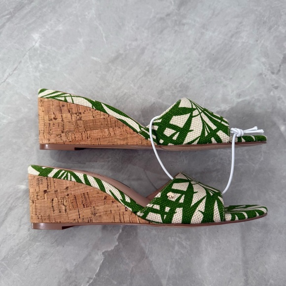 NWOT Women’s Kate Spade Myrah Palm Frond Cork Heel Wedge Open Toe Sandals 5.5 - Picture 5 of 13
